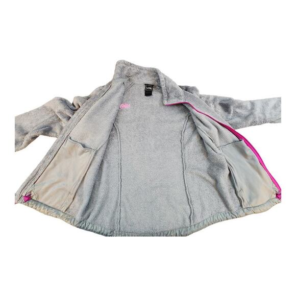 The North Face womens sz Med. fleece jacket full zip gray pink zip pockets - Picture 6 of 13